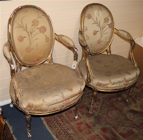 A pair of 19th century French giltwood fauteuils H.3ft1in.